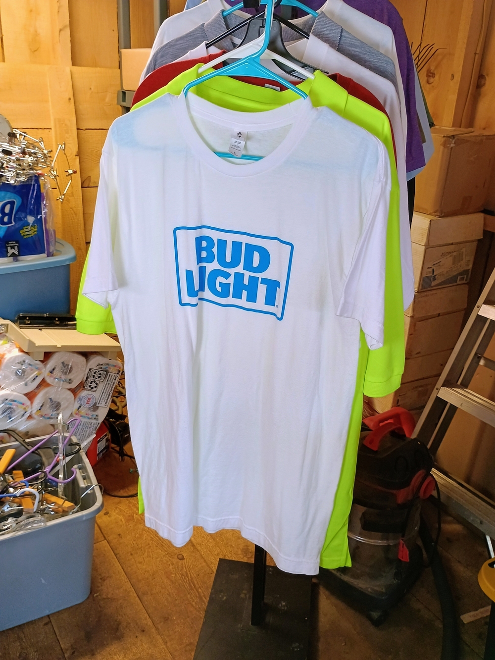 Tultex White T-Shirt with Bright Blue Logo Bin 32